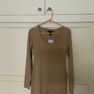 Forever 21 Beige Long Sleeve Bodysuit